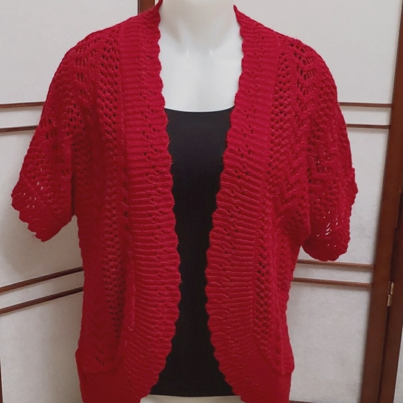 Red Crochet Sweater - Picture 1 of 3
